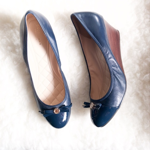 Cole Haan Shoes - Cole Haan Elsie Cap toe navy wedge 10M
